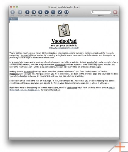 voodoopad creating index page